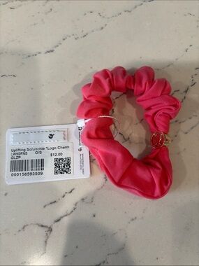 lululemon athletica Hot Pink w/ Logo Charm Scrunchie NWT